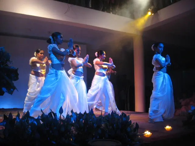 Musicians perform dual roles as singers and dancers in Mežaparks, Latvia