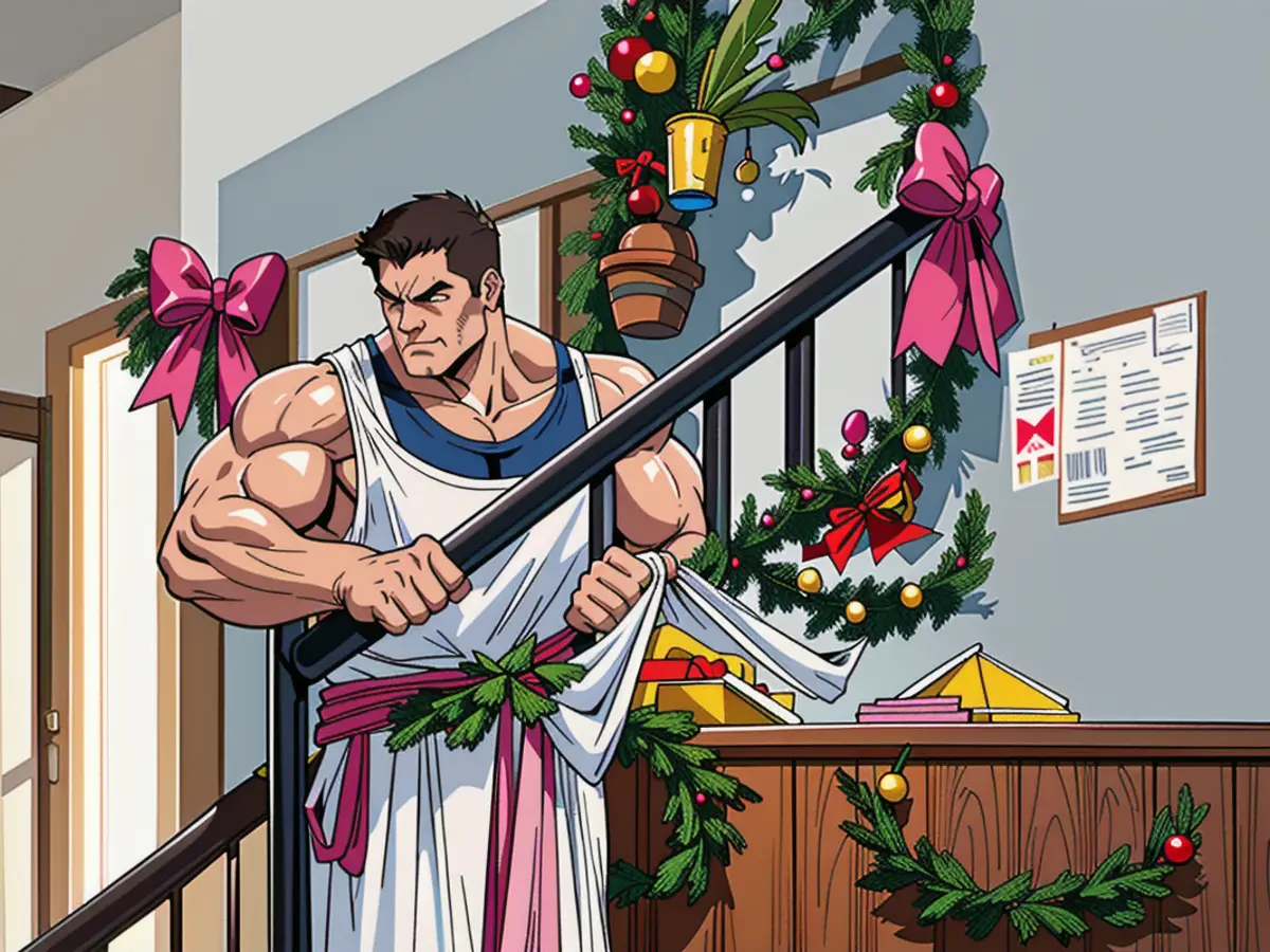 The Christmas decorations in the stairway feature lush green garlands and pink ribbons. Six economical strategies to incorporate bows into your budget-conscious holiday embellishments.
